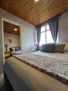 a bedroom with a large bed with a window at Hotel Boutique Santa María in Filandia