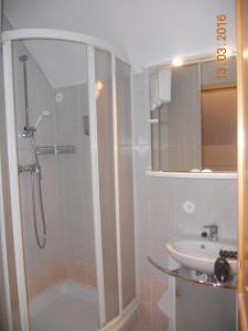 a bathroom with a shower and a sink at Apartment Nagelj in Moravske Toplice +22 photos