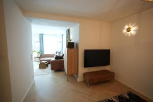 a living room with a television and a couch at Appartement Am-Wildpfad in Bad Goisern