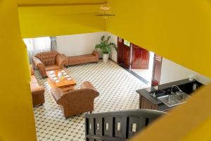 an overhead view of a living room with a table at Nice Dream Villas in Da Lat