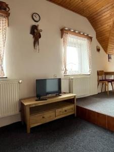 TV a/nebo společenská místnost v ubytování Apartmán pod Boubínem