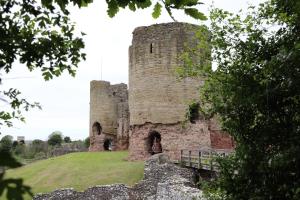 un vecchio castello in cima a una collina erbosa di Pen Y Frith Bungalow a Prestatyn
