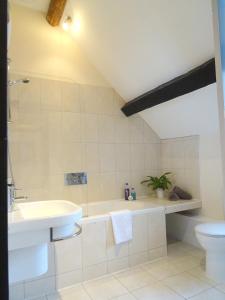 a bathroom with a sink and a tub and a toilet at Garway Moon Inn in Garway