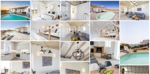 a collage of photos of a house at Ocean view villa in Mikonos