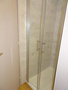 a shower with a glass door in a bathroom at Le Richelieu "Côté sud" Appartement 302 in La Bourboule +20 photos