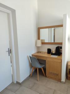 a room with a desk with a chair and a mirror at Hotel Dania in Sorrento