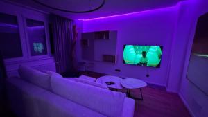 Moderní Hi-Tech apartmán v centru Pardubic - Wi-Fi, Netflix, projektor的电视和/或娱乐中心