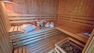 an inside of a sauna with shoes and a blender at Johanna BRINKMANNHAUS -historisch viel Platz fast am Strand Sauna Terrasse Grill in Bansin +13 photos