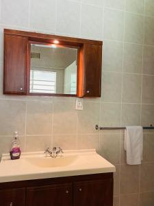a bathroom with a sink and a mirror at Paradise Palms in Francistown +5 photos