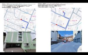 小樽Experience relaxation in Otaru's bungalow的一张带有红色点的城市地图