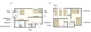 a schematic diagram of a house at Hakone Yumoto Base in Hakone