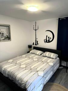 a bedroom with a large bed in a room at Appartement esprit jeune in Seynod
