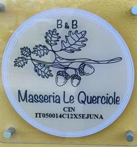 Certifikát, hodnocení, plakát nebo jiný dokument vystavený v ubytování Masseria Le Querciole