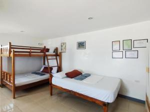 1 Schlafzimmer mit 2 Etagenbetten und einer Leiter in der Unterkunft Virginia Homestay 1North Siargao in Burgos