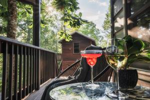 Nápoje v ubytování Cozy Hilltop Cabin with Hot Tub & Forest Views