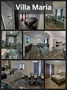a collage of photos of a living room and a villa marina at Villa Maria in Vodice