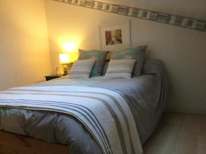 Ένα ή περισσότερα κρεβάτια σε δωμάτιο στο 1 chambre 1 cuisine & salle d'eau privées avec piscine et jacuzzi