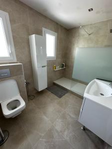 un bagno con un water e un lavandino di Villa la Nautilia a Cap d'Agde Altre 8 foto