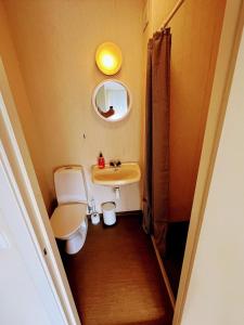 Un baño pequeño con inodoro y lavabo. en Countryside house with fireplace, en Rolstorp 19 fotos más