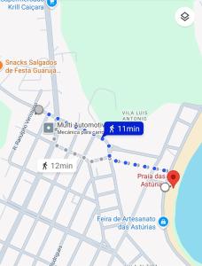 a map of the city of tirana and its attractions at Sobrado em Condomínio Praia das Astúrias in Guarujá +8 photos
