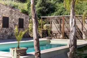 - une piscine bordée de 2 palmiers dans l'établissement Rifugio del Sole, à Noto