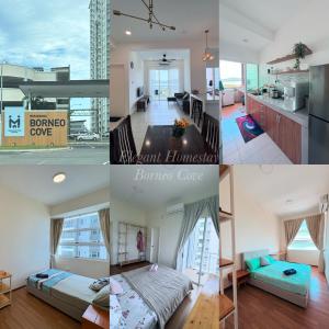 a collage of photos of a house at Elegant Homestay Borneo Cove in Sandakan