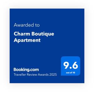 Certifikát, ocenenie alebo iný dokument vystavený v ubytovaní Charm Boutique Apartment