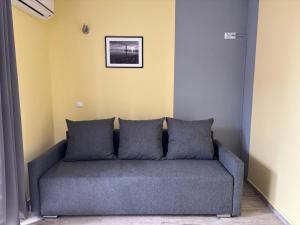 kanapa w pokoju z obrazem na ścianie w obiekcie APARTAMENT JAN-53 Krynica Morska w mieście Krynica Morska