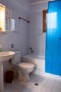 a bathroom with a toilet and a sink and a shower at Seaside Resort in Kritharia +33 photos