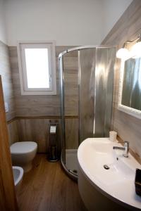 a bathroom with a sink and a toilet and a shower at Aria Di Barocco in Magliano