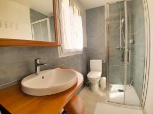 Koupelna v ubytování Joli duplex refait à neuf, face gare, près Ermitage