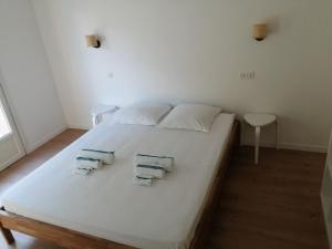 Ένα ή περισσότερα κρεβάτια σε δωμάτιο στο Charmant gîte de Lacrouzette avec piscine chauffée