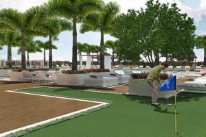 Taman di luar Stylish Studio with Pool View at the Heart of Downtown Doral