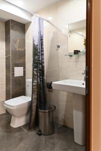 ein Badezimmer mit Toilette und Waschbecken in der Unterkunft Zlati`s house 2 in Sofia
