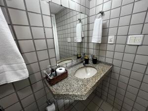 圣路易斯America Flat Localização incrível em São Luís的带水槽和镜子的浴室