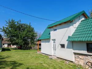 a house with a green roof at Vila Dobrila, Tenis kućica in Avala