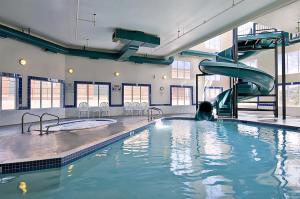 科克伦Canalta Cochrane的大楼内一个带滑梯的游泳池