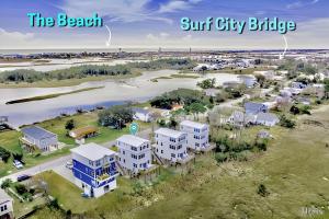 an aerial view of the beach surf city bridge at Dog Friendly | Waterfront | Surf City, NC | 2 Master Suites | Elevator in Surf City