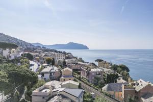 an aerial view of a town next to the ocean at Central Cozy Nest With Parking, Bogliasco in Bogliasco