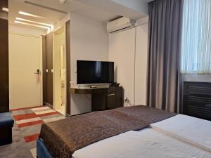 a hotel room with a bed and a flat screen tv at Hotel Boutique Bristol in Sarajevo +42 photos
