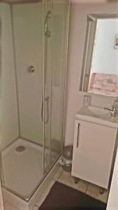 a bathroom with a shower and a sink at Le minimaliste in Pamiers