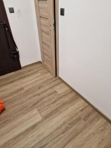 Cette chambre dispose d'une porte et de parquet. dans l'établissement Verdi, à Slezská Ostrava