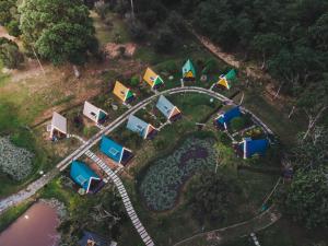an aerial view of a park with a roller coaster at Sumiran Eco Park & Resort in Kuching