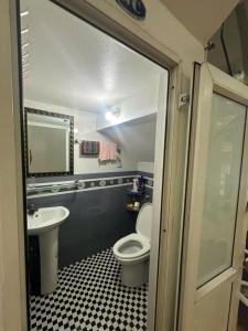 カットバ島にあるỚt Hostel - 128 Cái Bèo, TT Cát Bàのトイレと洗面台付きのバスルーム