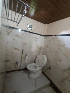 a bathroom with a toilet and a light at Udita Homestay Prayas in Shānti Niketan +37 photos
