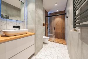 a bathroom with a sink and a toilet at Comfort Apartments Grudziądzka in Gdańsk +15 photos