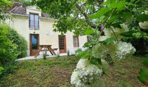 a house with white flowers in front of it at Gîte Bambou, Beauval Zoo in Seigy