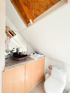 a bathroom with a toilet and a sink at Cabaña La Vida Plena in Canela Baja