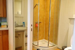 un bagno con doccia e lavandino di J home a Villeneuve-le-Roi