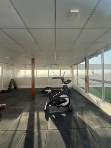 une salle de sport avec un vélo d'appartement dans l'établissement The Starlit Stays-Modern Studio, à Jaipur
